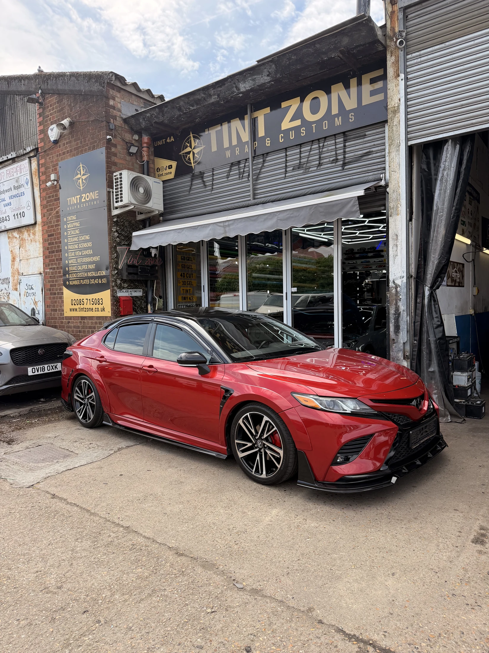 Red Toyota Camry customised at Tint Zone UK
